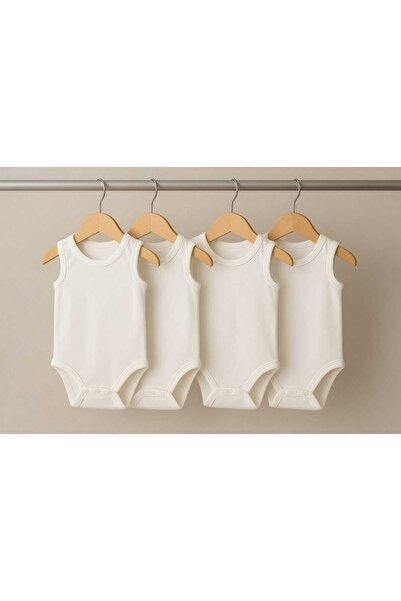 alnaymino 100% Cotton 4-Piece Crew Neck Snap Fastener Bodysuit Undershirt for Baby Girls and Boys