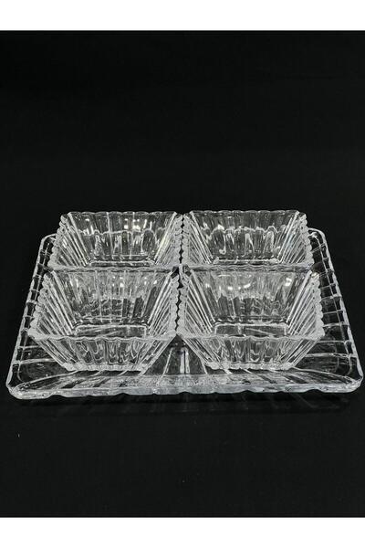 isra kristal Crystal Look Glass 5-Piece Breakfast Set – Stylish Presentation and Snack Bowl