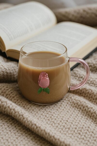 isra kristal Decorative Rose Figured Glass Mug – Coffee, Tea and Herbal Tea Cup