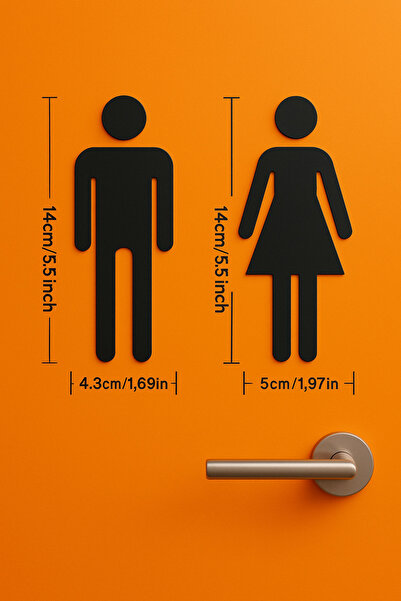 VENON Класичний METAL Wc Туалет Bay- Набір прикрас для дверей (2 частини) Двері та настінна вказівна табличка 14x5