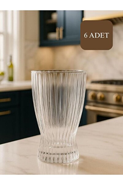 isra kristal Kristal İşlemeli Uzun Cam Meşrubat Bardakları 6 Adet - Şık Desen...