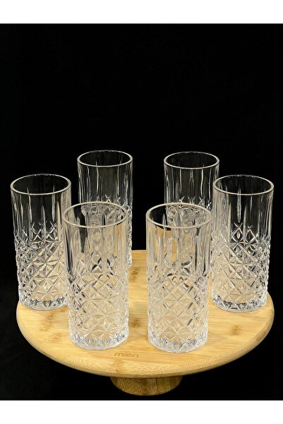 isra kristal Crystal Embossed Glass Cups Set of 12 - 6 Tall and 6 Short Water, Soft Drink and Cocktail Glasses