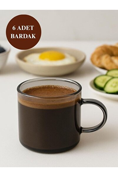 isra kristal Cam Kahve Fincanı – Türk Kahvesi ve Espresso İçin Kulplu 6’lı Set