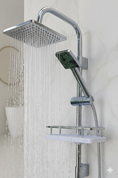 tesitay Robot Duş Seti Lüks Geniş Sabunluklu Banyo Duş Takımı El ve Tepe Başlığı Spiral Ağır Tip Robot Duş