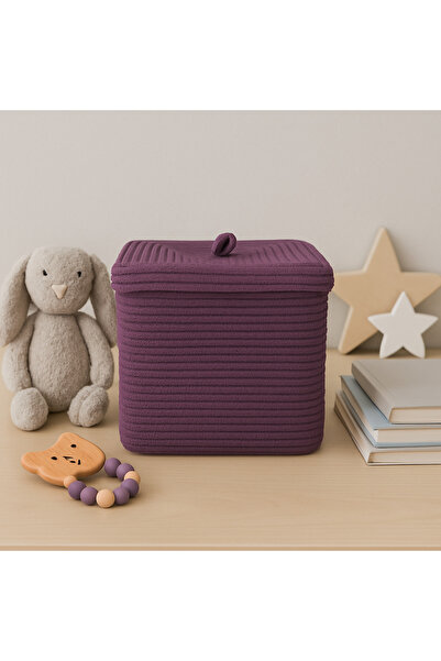 MaVaux سلة من الخيزران والجوت مستطيلة الشكل بأربعة زوايا مقاس 30 سم × 30 سم