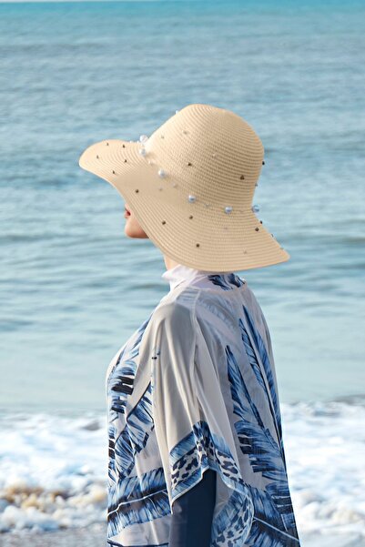 REMSA Μπεζ μαργαριτάρι ψάθινο καπέλο μαγιό - Rş-71