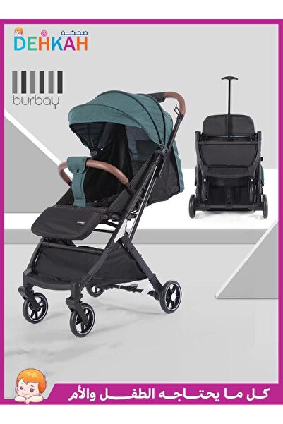 burbay عربة أطفال سهلة الطي تسخدم في الطائرات والقطارات يد جلد فرامل قدم عجلا...