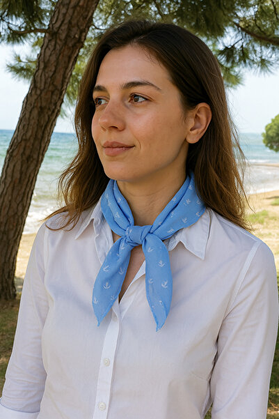 BERG ATELIER 100% Cotton Anchor Pattern Bandana Square Cotton Fabric