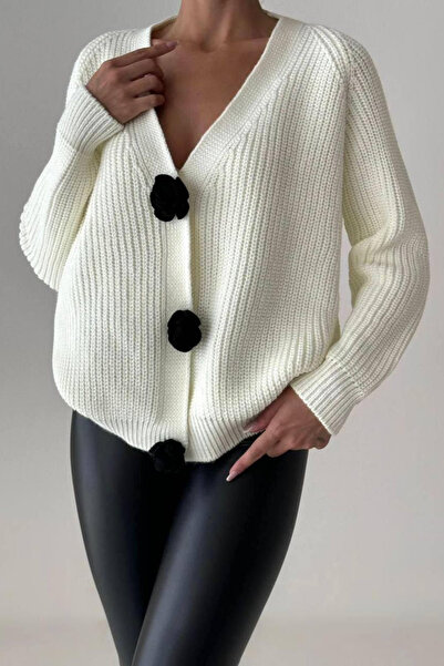 İLKCET MODA سترة نسائية كبيرة الحجم - مزينة بأزرار