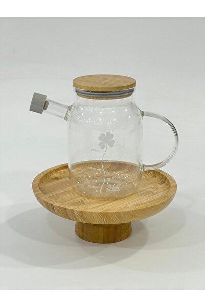 isra kristal Glass Oil Bottle with Bamboo Lid – Leak-Proof and Heat-Resistant Oil Container - Modern Design Glass Oil Dispenser