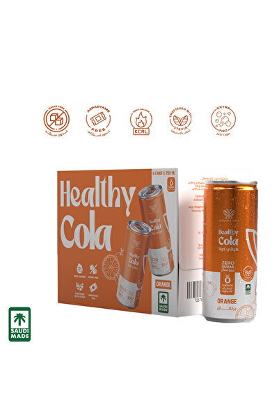 Healthy Cola co كولا صحية، 6 علب × 250 مل، محلاة بالستيفيا، مشروب غازي، بدون سكر، خالي من الأسبارتام، زيرو
