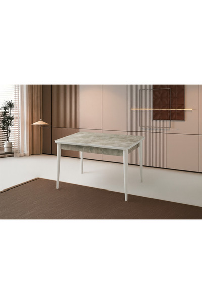 Evistro Ortadan Açılır Büyüyen Yemek Masası Mermer Desenli 80x130cm SADECE MASA FİYATIDIR
