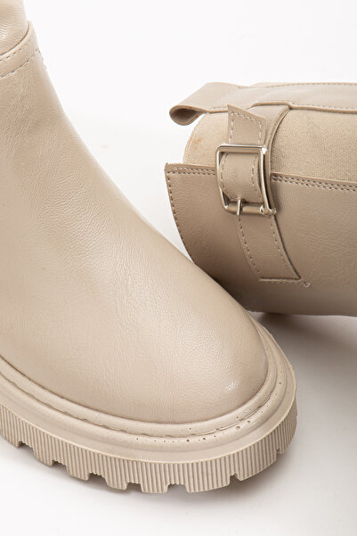 Entella Store Lastikli Tokalı Bej Kadın Bot