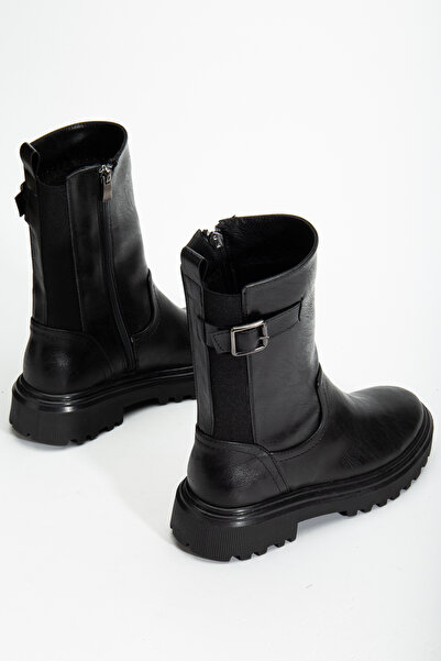 Entella Store Lastikli Tokalı Siyah Kadın Bot