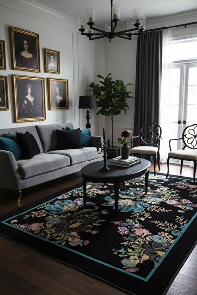 Rose'n Home Arte DS286 Klasik Çiçek Desenli Dekoratif Dokuma Halı