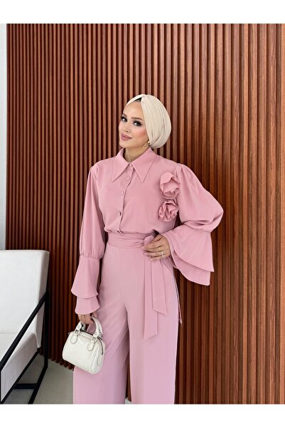 Melike Tatar Dubai Gül Detaylı Takım 32-2382