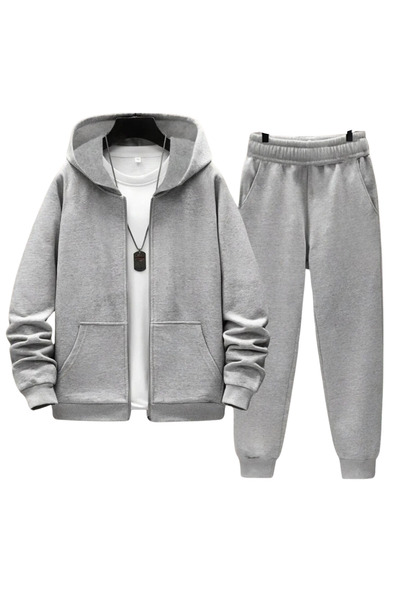 DEEPSENSE Чоловічий зимовий комплект з блискавкою Світшот Штани від спортивного костюма Повсякденний Шкільний Спортивний