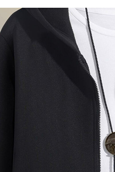 DEEPSENSE Ανδρικό μαύρο φούτερ με φερμουάρ Oversize Ζακέτα