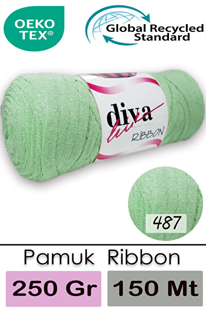 Diva İplik Diva Ribbon 487 Водяно-зелений