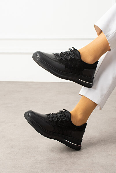 MERVESTORE SHILEKİSS BLACK WOMEN GENUINE LEATHER SHOES