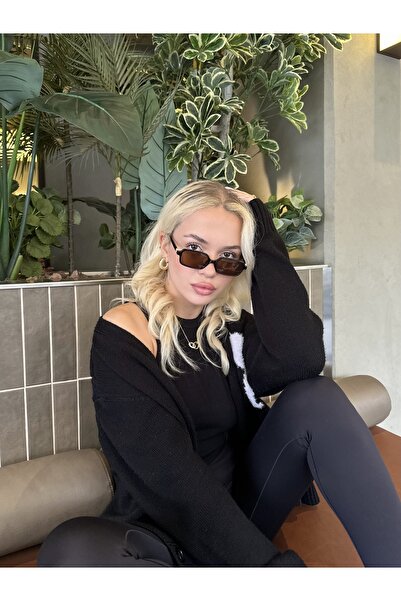 TomyHelf Siyah Çerçeve Kahverengi Cam Gold Detaylı Güneş Gözlüğü