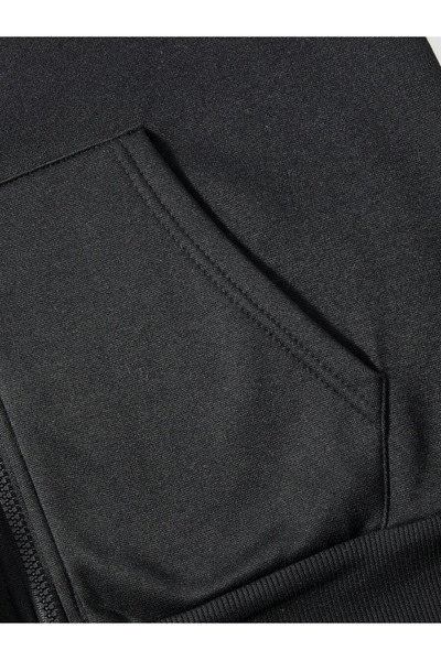 DEEPSENSE Men's Winter Zippered Top and Bottom Black Printed Set Sweatshirt Sweatpants Casual Daily School Sports