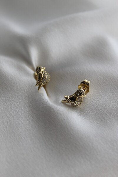 Nenya VIP Çelik Zirkon Taşlı Kuş Model Çivi Küpe