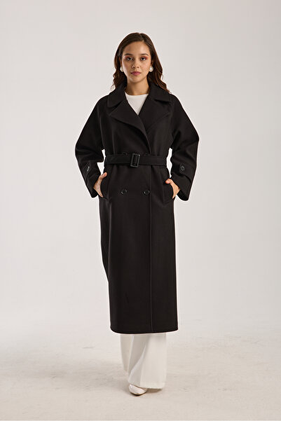 Bolivente Kadın Regular Kemerli Kaşe Kaban