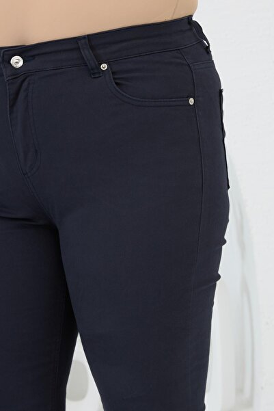 RMG Navy Blue Large Size Cotton Spanish Leg Trousers