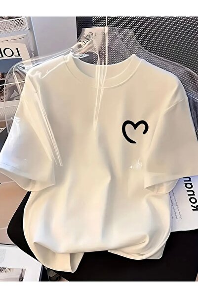 FUFLUNS Півсерце з принтом, оверсайз, унісекс, жіночий/чоловічий футболка
