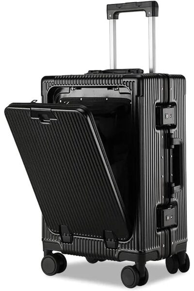 ZAAPPY حقيبة أمتعة بإطار من الألومنيوم بحجم مقصورة 20 بوصة مع منفذ شحن USB وح...