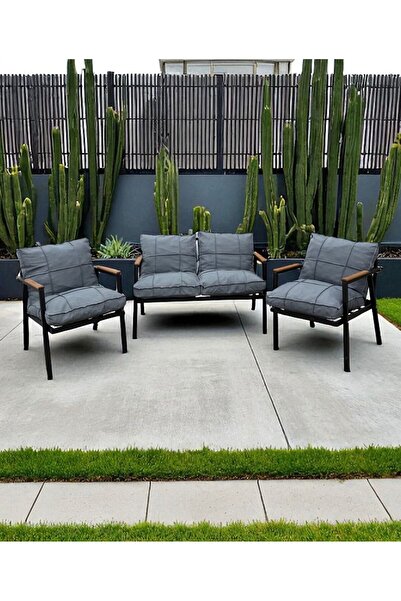 Dekoroom's Zen 2-1-1 Düğmesiz Pofuduk Minderli Bahçe-Balkon Seti