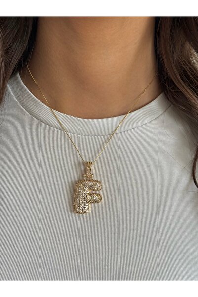 h&b design jewel Steel Hailey F Letter Necklace