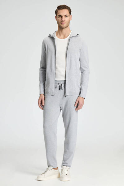 Hemington Slim Fit Gri Kapüşonlu İnce Hırka