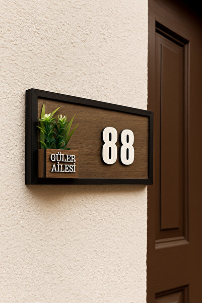 Güler Kaligrafi KİŞİYE ÖZEL ÇİÇEKLİ AHŞAP KAPI NUMARASI KAPI SÜSÜ