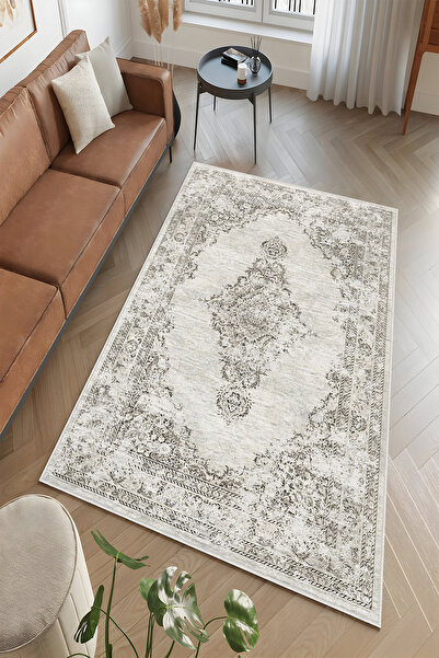 Homefesto Modern Dekoratif Yıkanabilir Kaymaz Taban Halı – İnce, Yumuşak Salo...