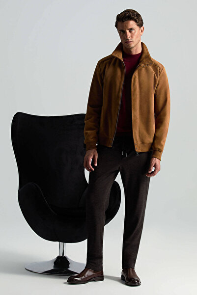 Hemington İtalyan Yün Bağcık Detaylı Kahverengi Relax Pantolon