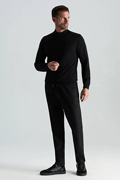 Hemington Yarım Balıkçı Yaka Merino Yün Siyah Triko