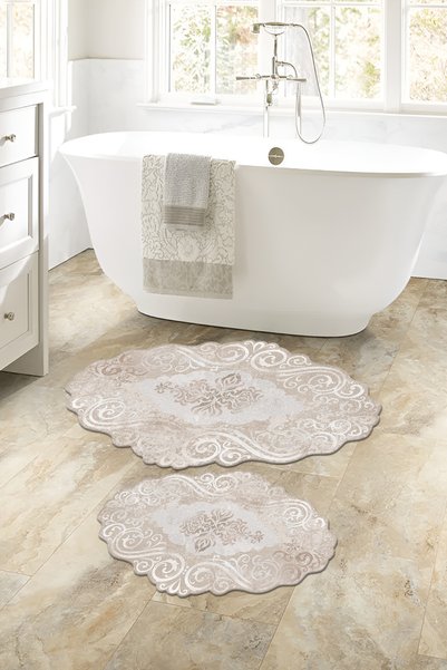Homefesto Special Design, Non-Slip Base, Thin, Washable, Modern Bathroom Mat Set - 60x100 cm & 40x60 cm