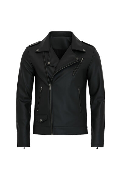 Mero Life Dámská černá kožešina New Season Biker Cool & Casual kožená bunda