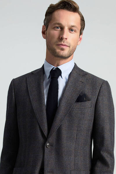 Hemington Çizgi Desenli Lacivert Örgü Kravat