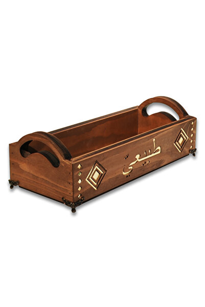 woodretro Natural Wood Organizer with Ethnic Patterned Laser Engraved Gold Acrylic Detail. 30X 15cm