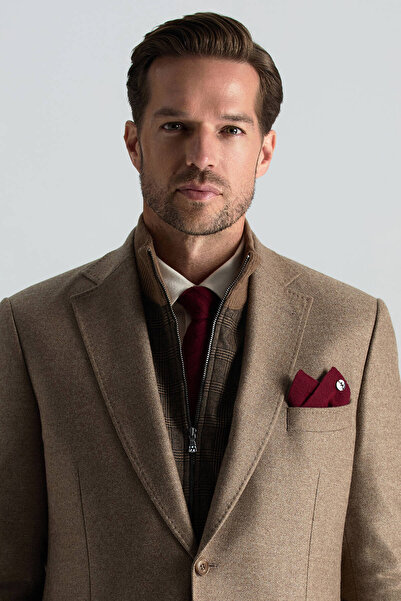 Hemington Çizgi Desenli Bordo Örgü Kravat