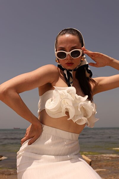 La Sarta White Pleated Set - Noli Fabric, Lower and Upper Set