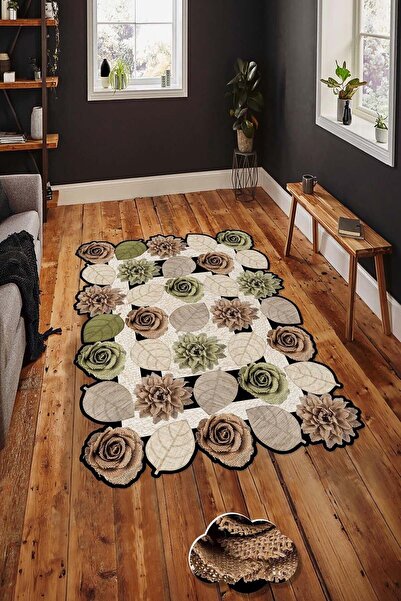 Homefesto Dekoratif Yıkanabilir Kaydırmaz İnce Kaymaz Taban Halı