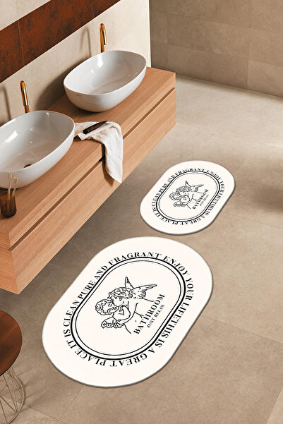 Homefesto Special Design, Non-Slip Base, Thin, Washable, Modern Bathroom Mat Set - 60x100 cm & 40x60 cm