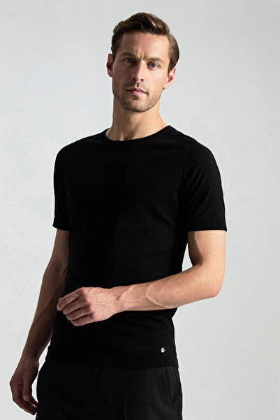 Hemington Crew Neck Black Giza Cotton Knitwear T-Shirt