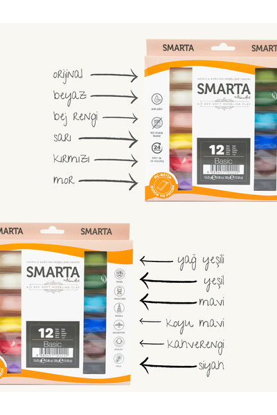 Smarta 12-Piece Air Dry Modeling Clay Set (25g X 12 Pcs)