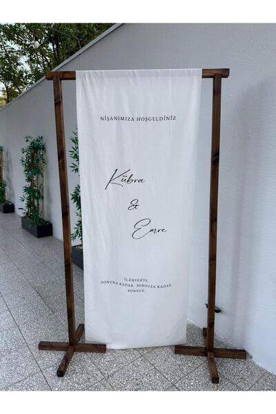 ViraHome Ahşap ve Metal Dekorasyon Arka Fon Söz Nişan Düğün Doğum Günü Organizasyon Etkinlik Tag Karşılama Standı Ceviz Renk