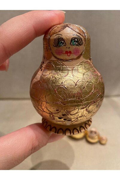LüksAksesuar 5`li Küçük Boy Rus Matruşka Bebek Rusya Ahşap Bebekler Matrhuska